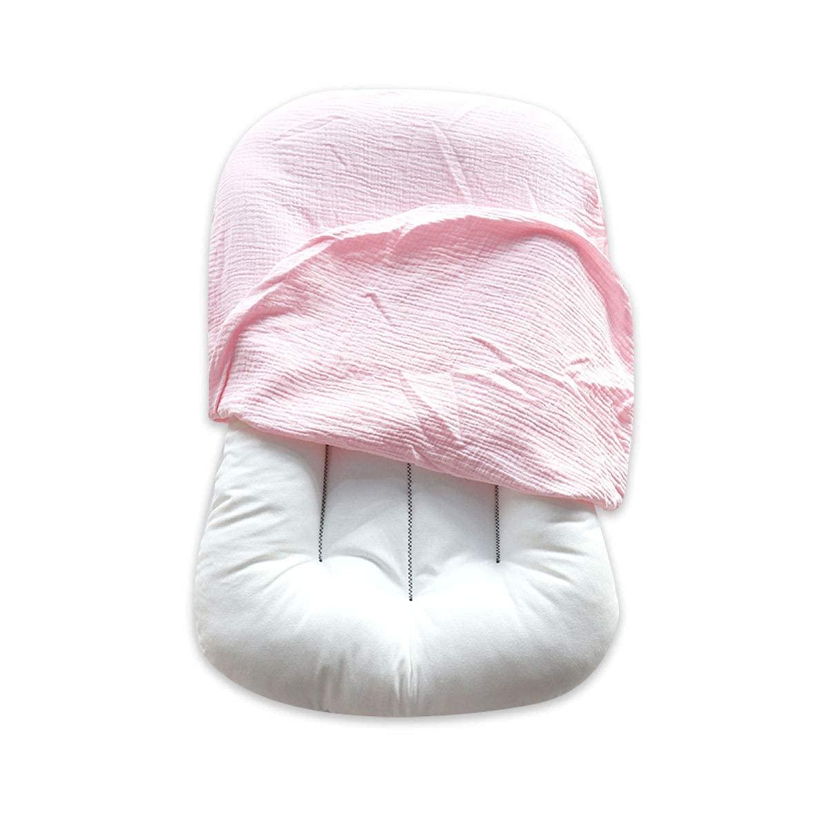 Hooyax Hooyax Muslin Baby Lounger Cover Soft Organic Cotton Slipcover Fits Newborn Lounger for Baby Boys and Girls (Pink)