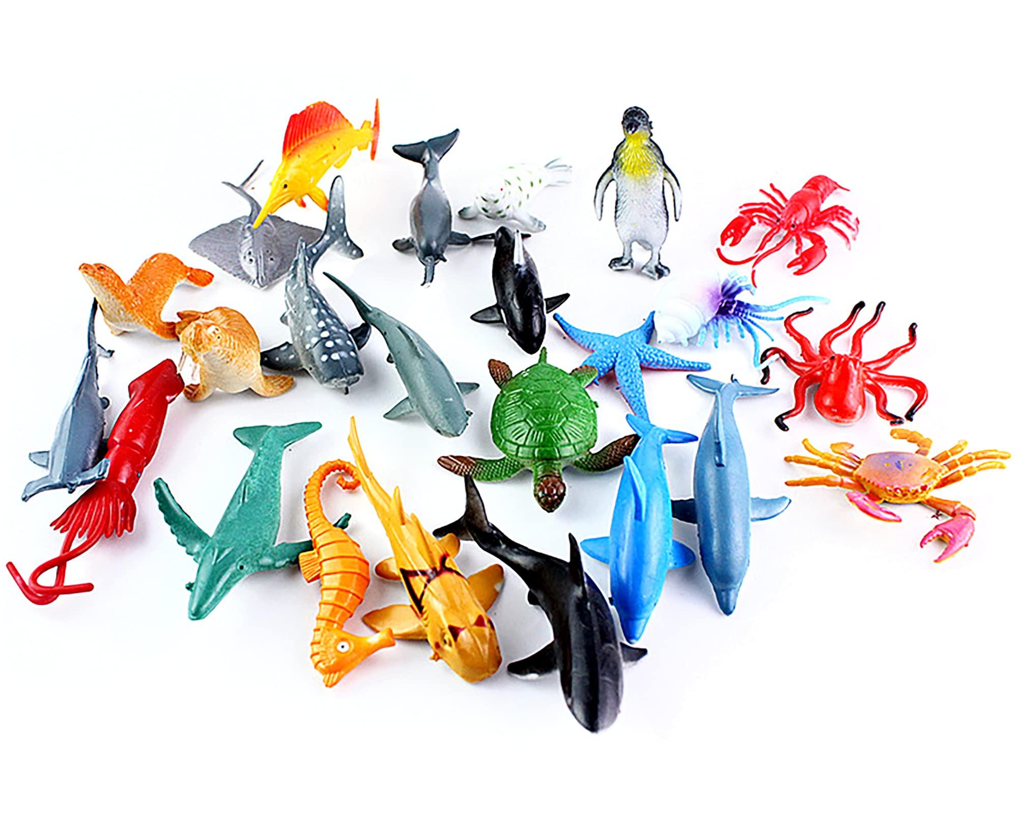 HAFUZIYN Ocean Sea Animal, Assorted Mini Sea Creatures Toys Set, Realistic Underwater Sea Animals Figure Bath Toy, 38Piece Set