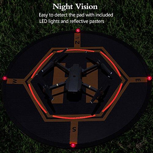 AURTEC AURTEC Universal Drone Landing Pad 32 inch (80cm) with Night Vision LED Lights, Fast-Fold Waterproof Helipad, Compatible with DJI Mini/Air/Mavic/Avata, and All Other Brands of Drones
