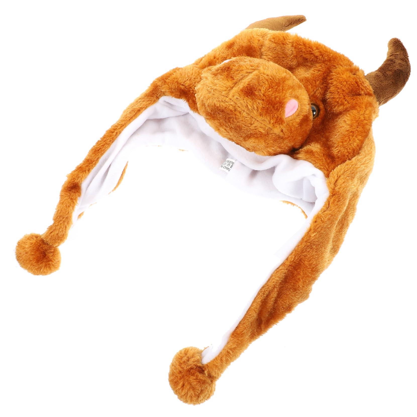 FAVOMOTO FAVOMOTO 1 x Cow Hat with Moving Ears Plush and Pp Cotton Winter for Children with Lights