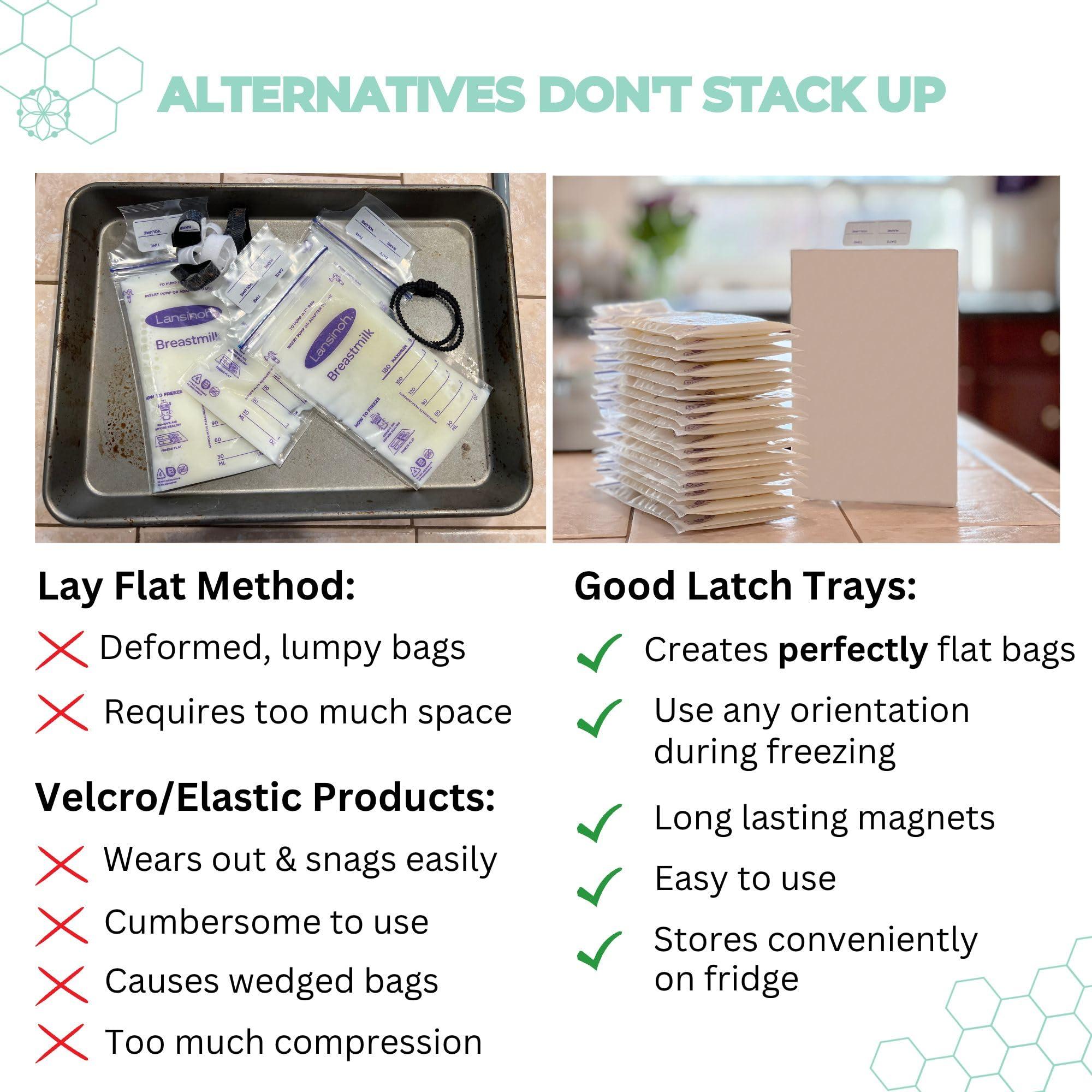 Good Latch Trays Magnetic Breastmilk Freeze Flat Trays - Breastpump Accessory to Freeze Breast Milk Storage Bags Flat (3oz Tray Set (3 or 6oz), for Motif)