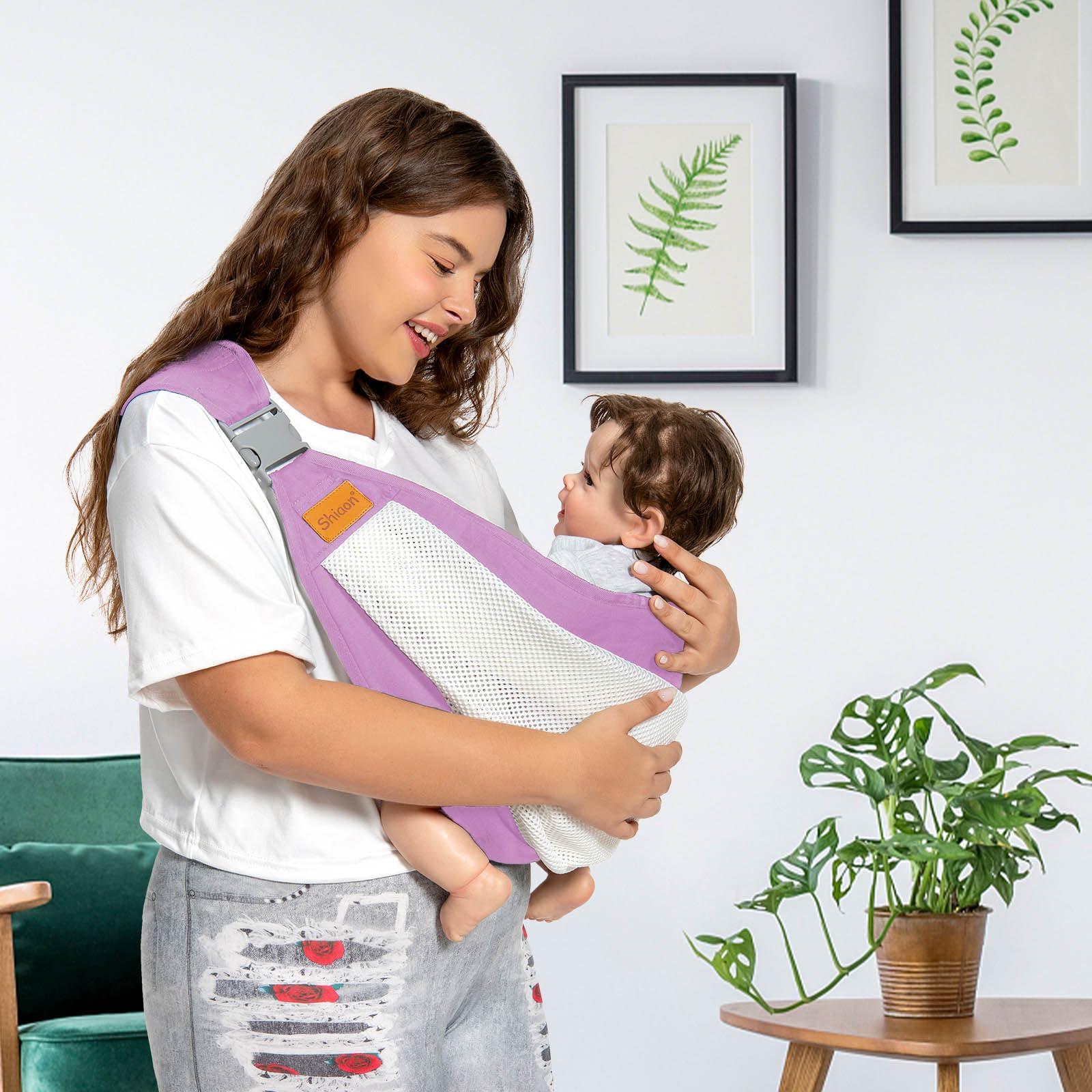 Shiaon Shiaon Baby Sling Carrier Newborn to Toddler, Adjustable Easy Baby Carrier, Baby Wrap Sling, Baby Hip Seat Carrier for Toddler Sling, Baby Holder Carrier, Nursing Sling, Carrying 7-45 lbs, Purple