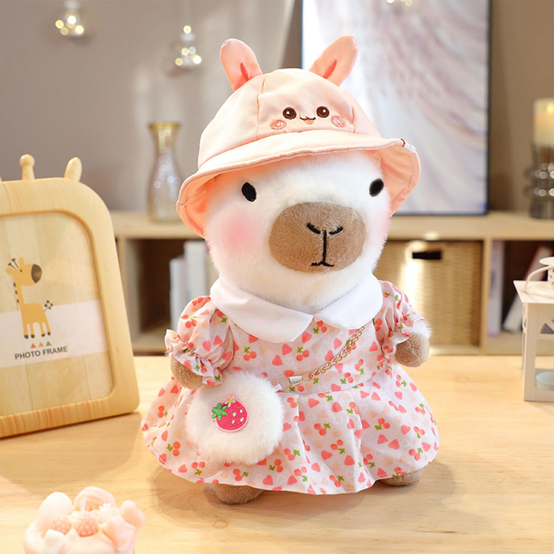HACHIMI HACHIMI Capybara Plush with 9 pcs Clothes & Accessories, Dress Up Capybara Stuffed Animal Plush Toys, 10.2 in Cute Plushies for Girl/Boy Birthday (Yellow)
