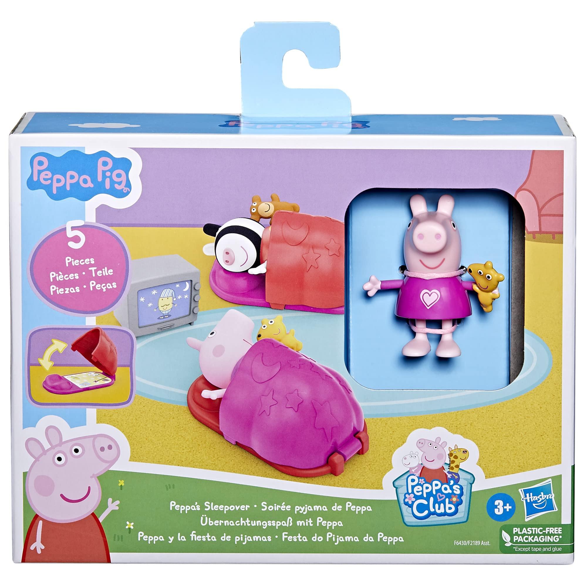 Peppa Pig Peppa Pig Toys Peppa\'s Sleepover Playset, 2 Figures and 3 Themed Accessories, 3-Inch Scale Preschool Toy for Kids Ages 3 and Up