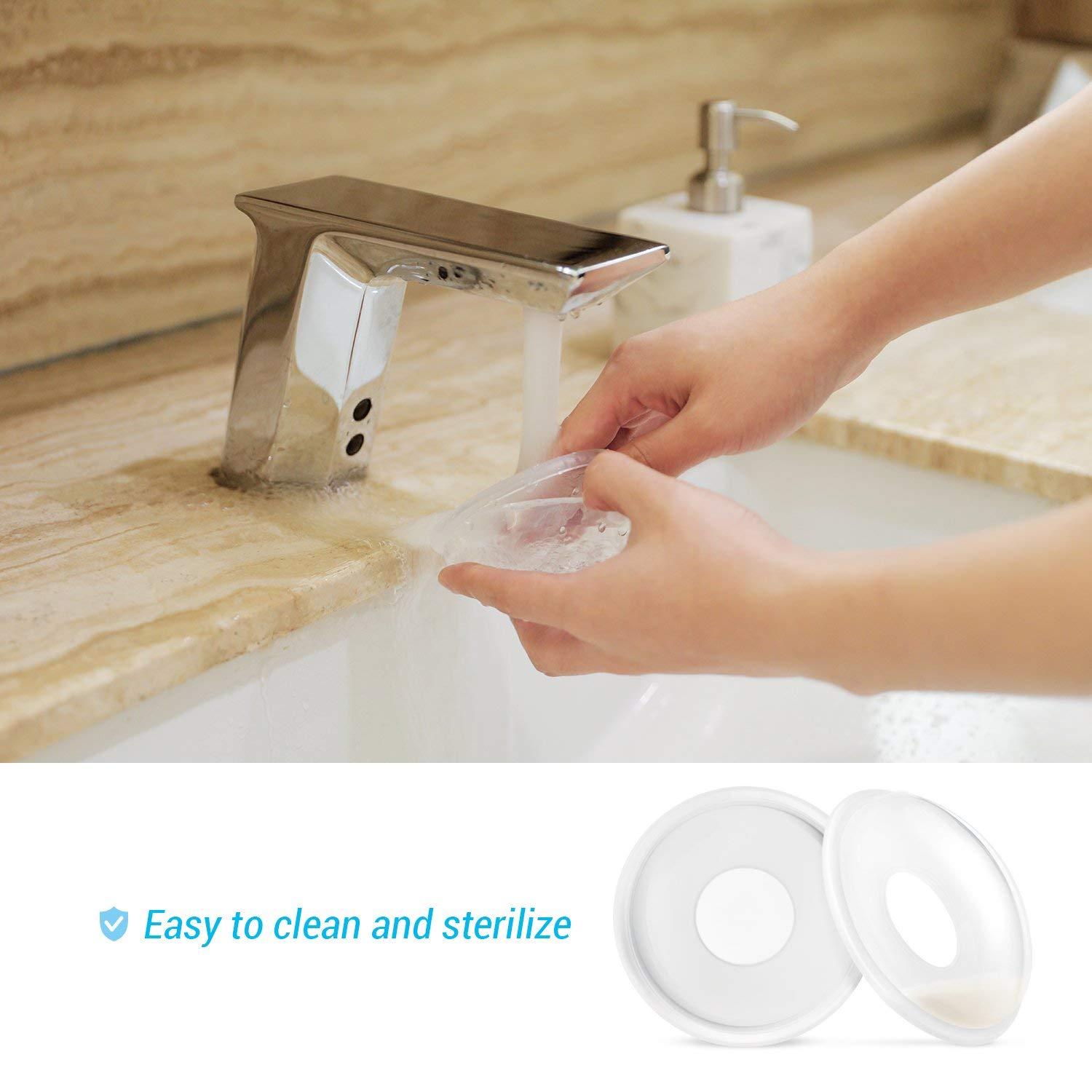 Babebay Breast Shells, 4 Pack Nursing Cups, Milk Saver, Protect Sore Nipples for Breastfeeding, Collect Breastmilk Leaks for Nursing Moms, Soft and Flexible Silicone Material, Reusable