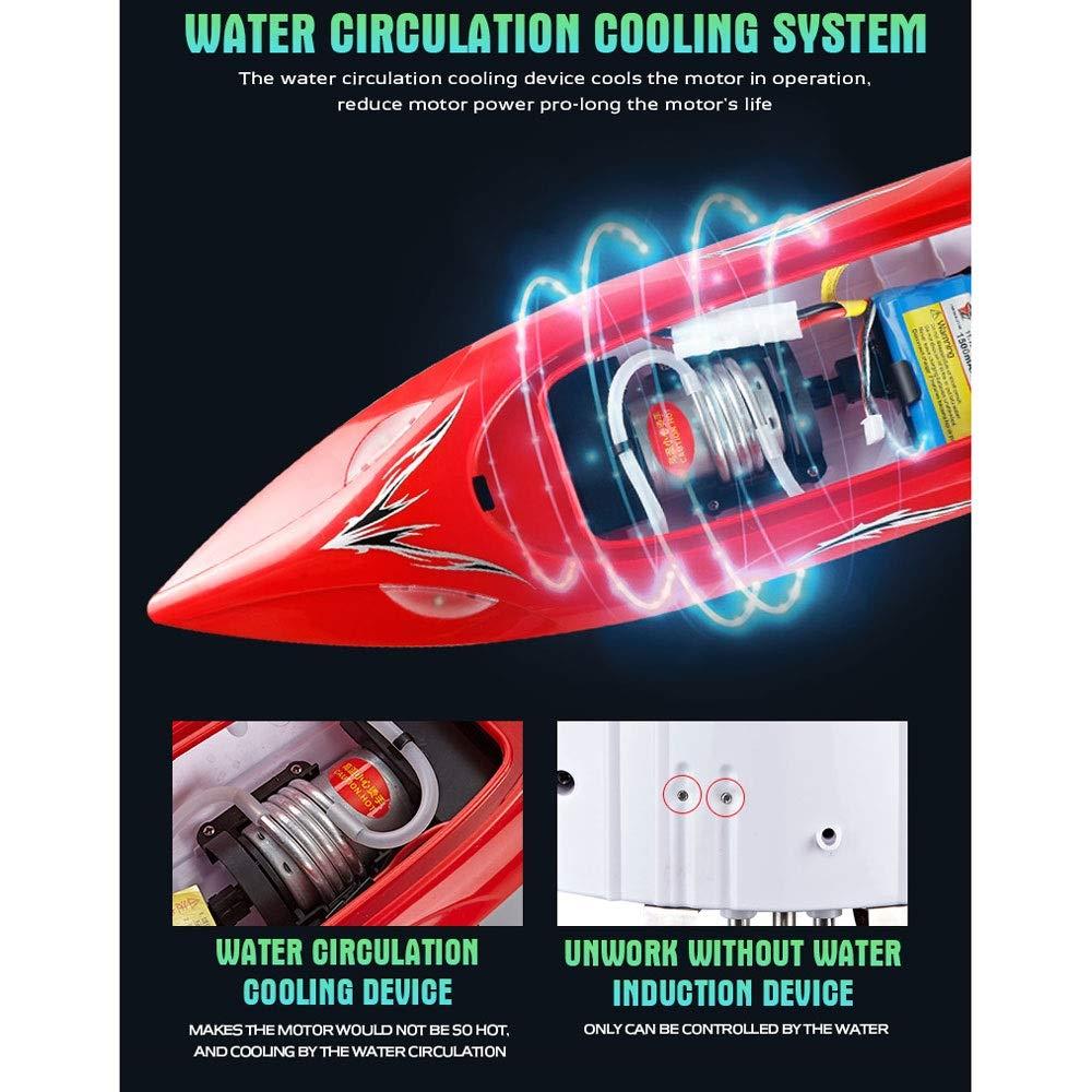 sfhdcfbswjnjdcbshf 2.4G Wireless Electric Remote Control Boat 35KM/H High-Speed RC Ship Circulating Water Cooling Super Navigation Prompt RC Speed Boat Swimming Pool Lake Children\'s Toys (Black)