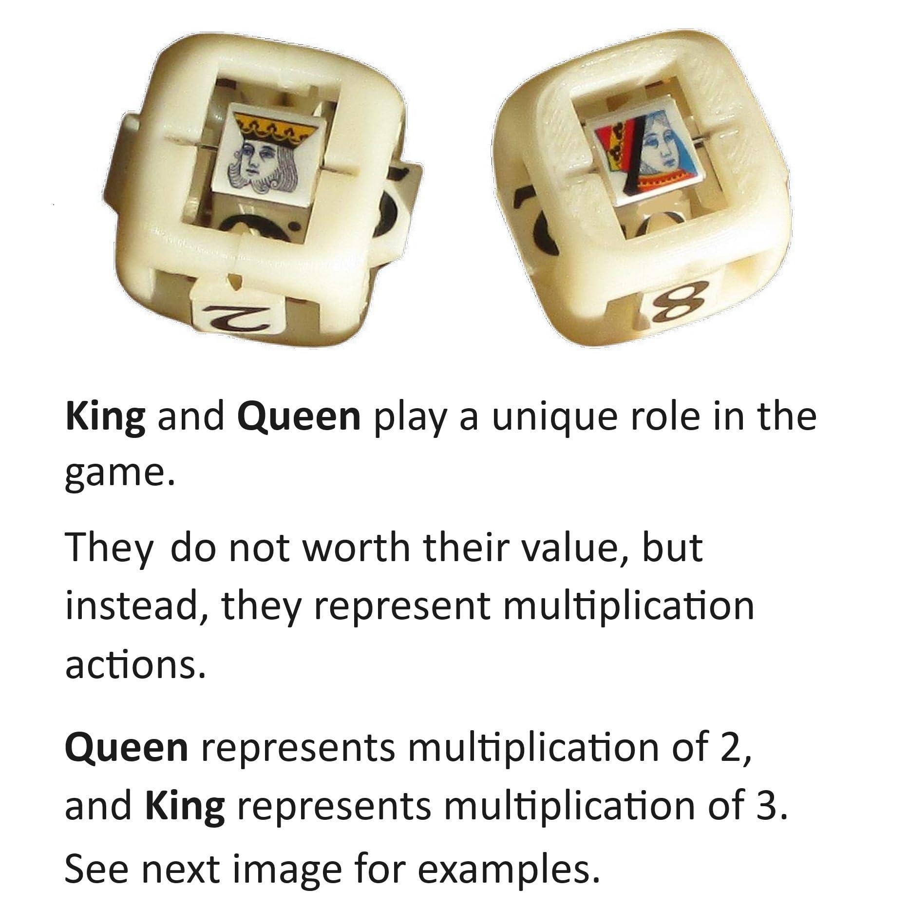 Dream Dice Generic Poker Dice - Using Patent Dice. Set of Three 6-Sided Dice. Each Die Displays All Numbers 2 Through 10, Jack, Queen and King.