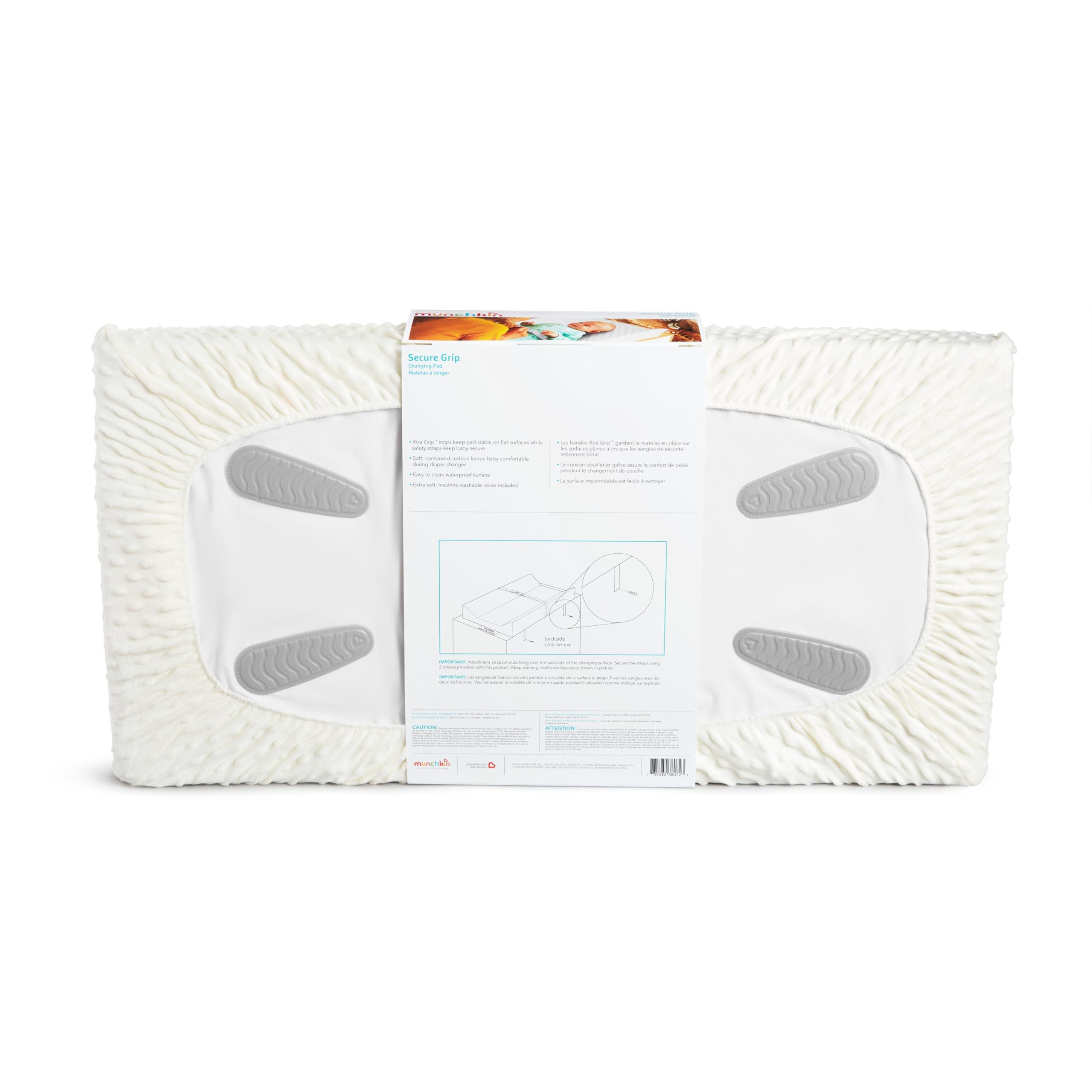 Munchkin Munchkin Secure Grip Baby Diaper Changing Pad with Cover for Dresser, Waterproof and Wipeable, Contoured, Standard Size (16" x 31"), White