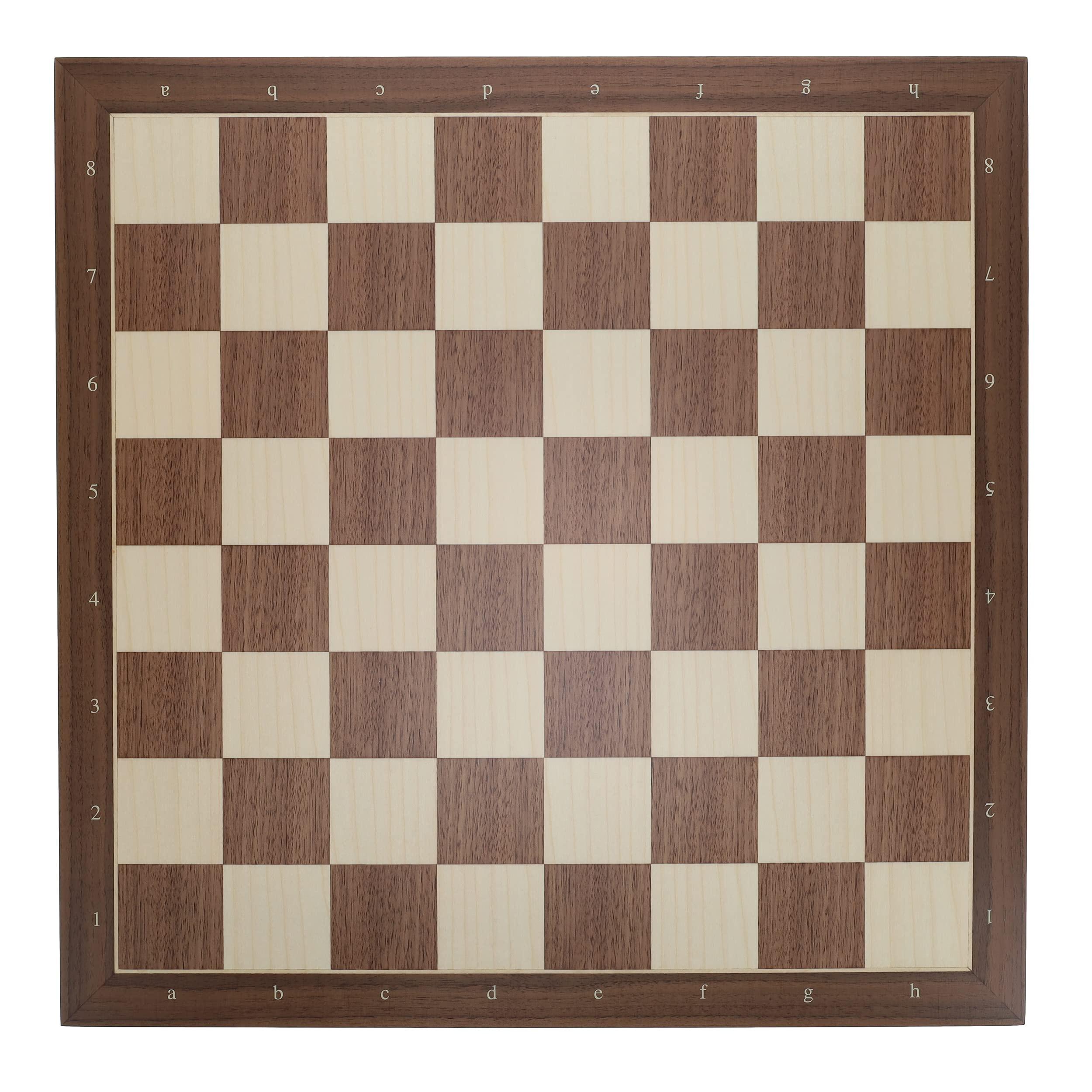WE Games WE Games Walnut and Sycamore Wooden Chess Board Only 21.25 Inches, Large Chess Board for Adults, Luxury Chessboard with 2.38 Inch Squares, Algebraic Notation