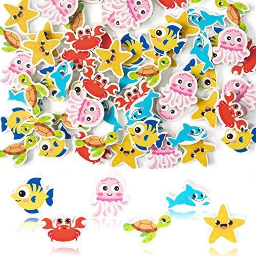Yopyame Yopyame 60Pcs Ocean Animals Mini Erasers for Kids Bulk Assorted Novetly Sea Animals Pencil Erasers Cute Puzzle Eraser Desk Pet School Classrrom Prize Student Homework Rewards Gift Filling Party Favors