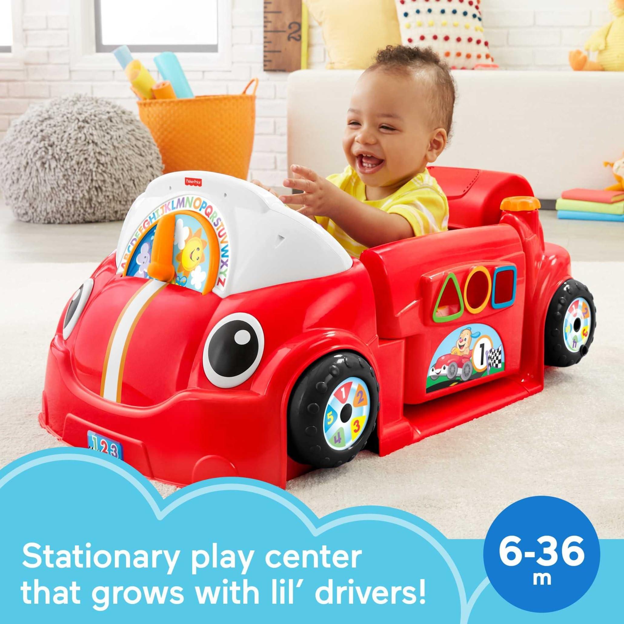 Fisher Price Baby Toy Laugh Learn Crawl Around Car Red Activity Center with Educational Music Lights for Infants Ages 6 Months Amazon Exclusive