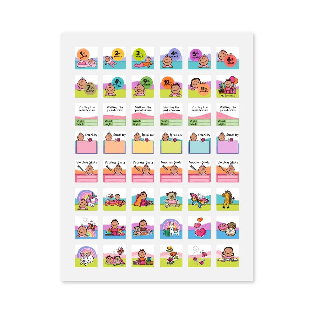 UPICK-IT "My First Year" Baby Calendar with Stickers Track and Cherish Every Milestone! (Tan Baby Girl)