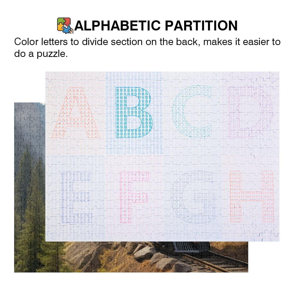 Joisal Old Train Jigsaw Puzzles, 1000 Piece Puzzles for Adults, with Letters on Back, 500 Piece Jigsaw Puzzles