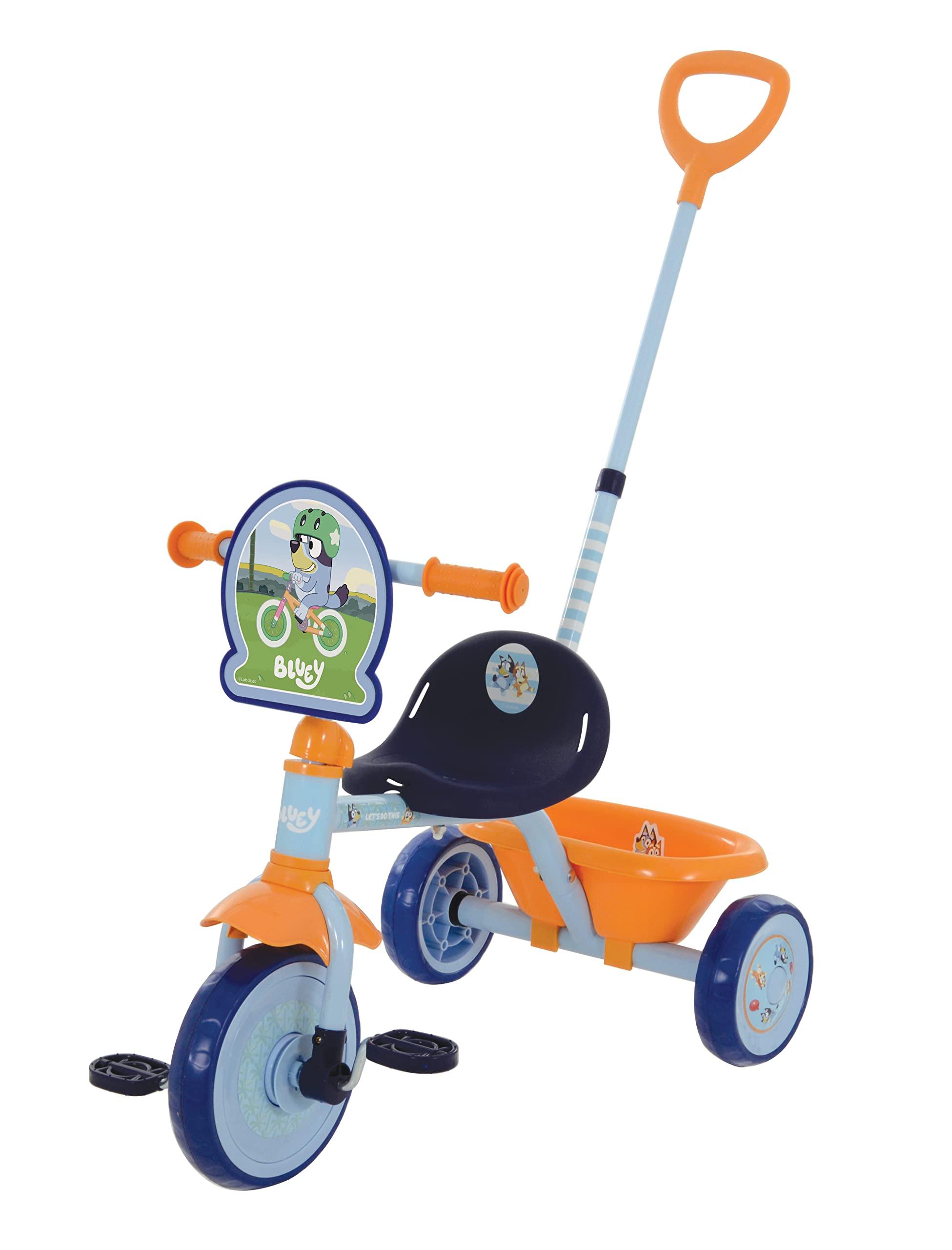 Bluey Bluey First Ride On Trike - Licensed Kids\' Ride On Toy with Adjustable Handle, Easy-Switch Pedal Clutch, Puncture-Proof Tyres, Steel Frame, Front Mudguard, Rear Storage Suitable Age 2 Years +