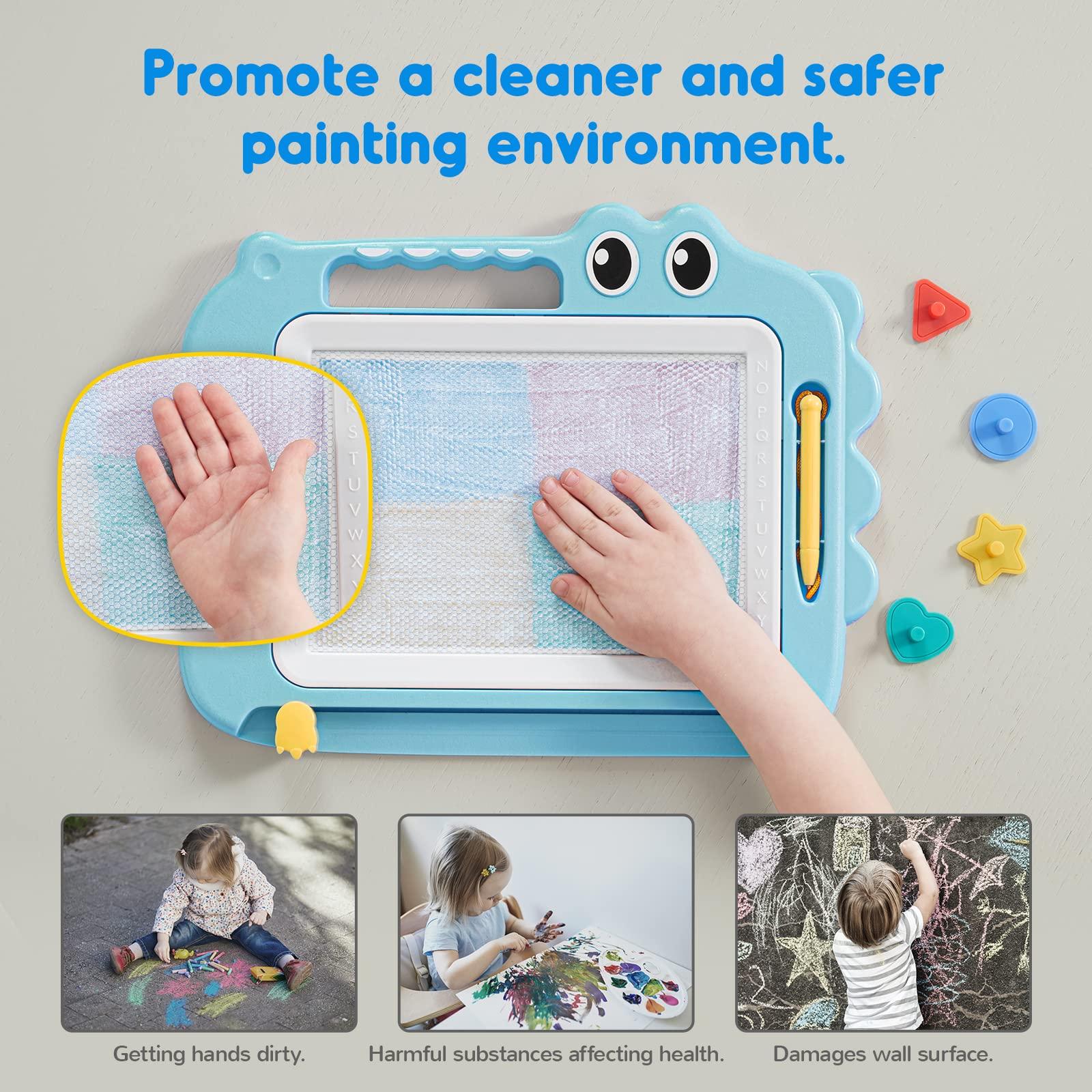 SGILE SGILE Toys for Kids, Magnetic Drawing Board for Early Learning, Color Erasable Doodle Writing Pad Gift for Baby Girls Boys, Painting Sketch Pad with Four Stamps for 3 4 5 Year Old Toddlers, Blue