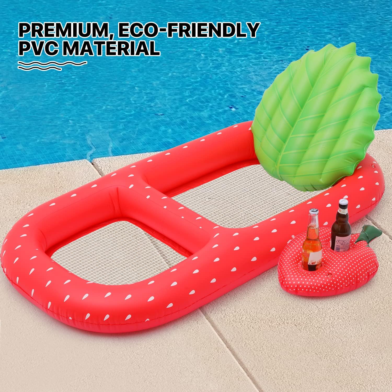 MoNiBloom MoNiBloom Pool Float for Adult Inflatable Giant Floaties Strawberry Lake Rafts Fruit Swimming Floaty Summer Beach Ride-ons