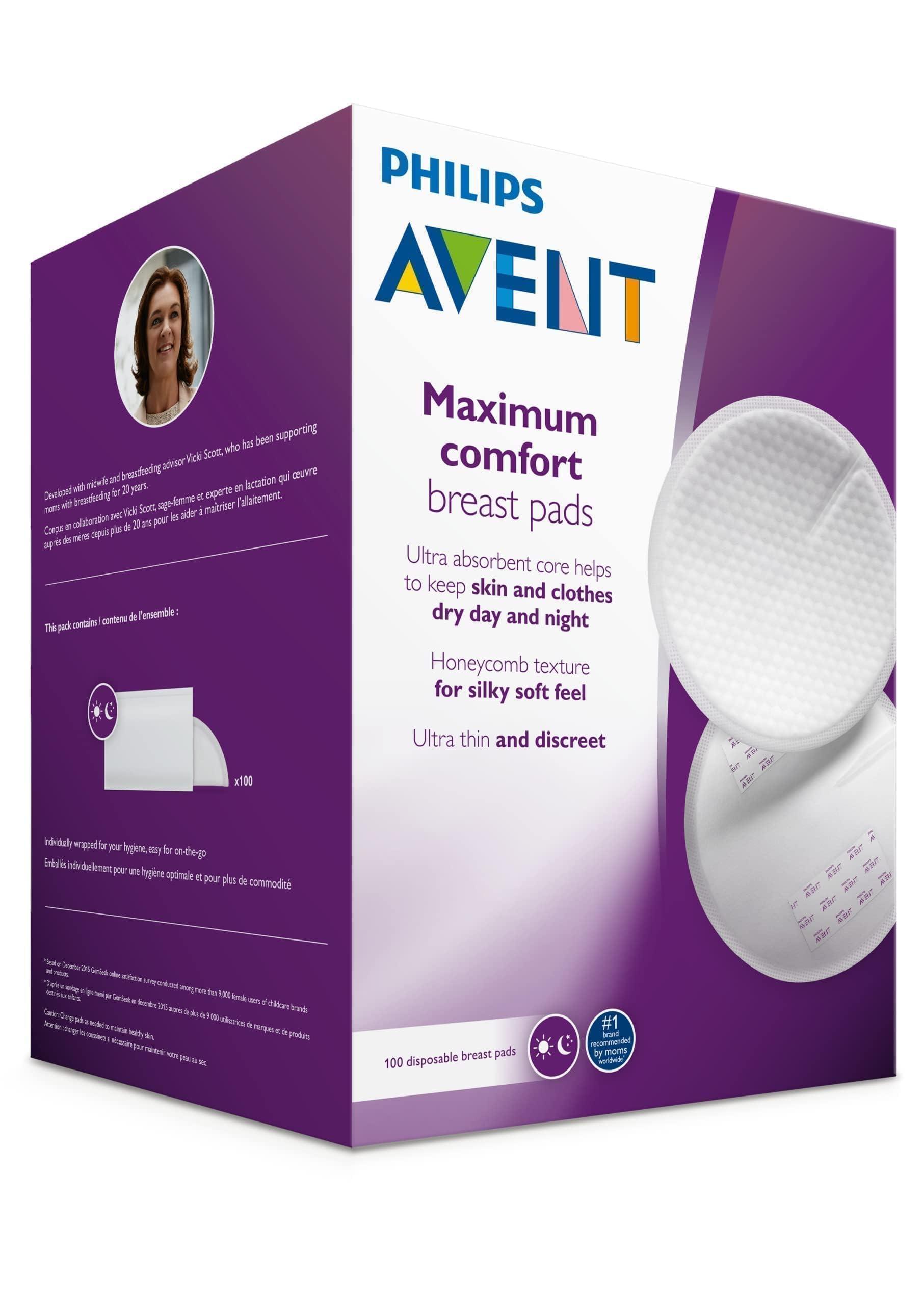 Philips AVENT Philips AVENT, Disposable Breast Pads, White, 100 Count, SCF254/13 (Pack of 2)