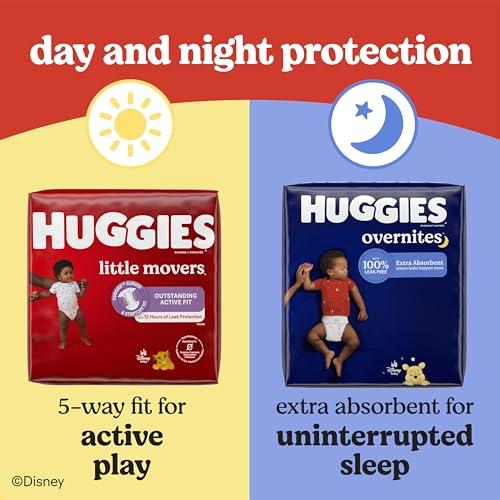 HUGGIES Huggies Size 3 Overnites Baby Diapers: Overnight Diapers, Size 3 (16-28 lbs), 132 Ct (2 Packs of 66)
