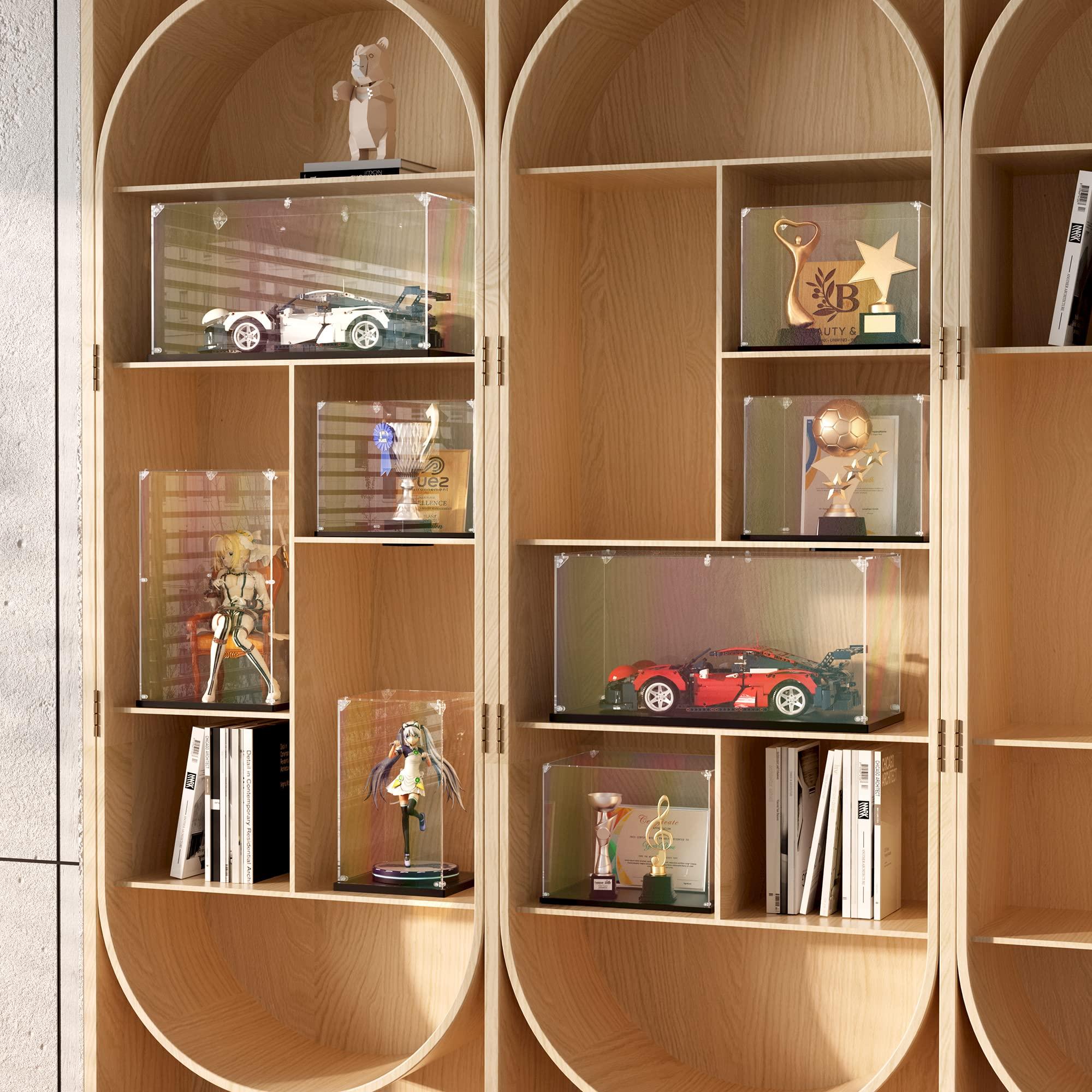 dofopo Clear Acrylic Display Case, Self-Assemble Showcase for Collectibles, Action Figures, Dolls, Toys - Alternative Glass Box for Commemorative Gifts(14x14x14 inch, 35x35x35 cm)