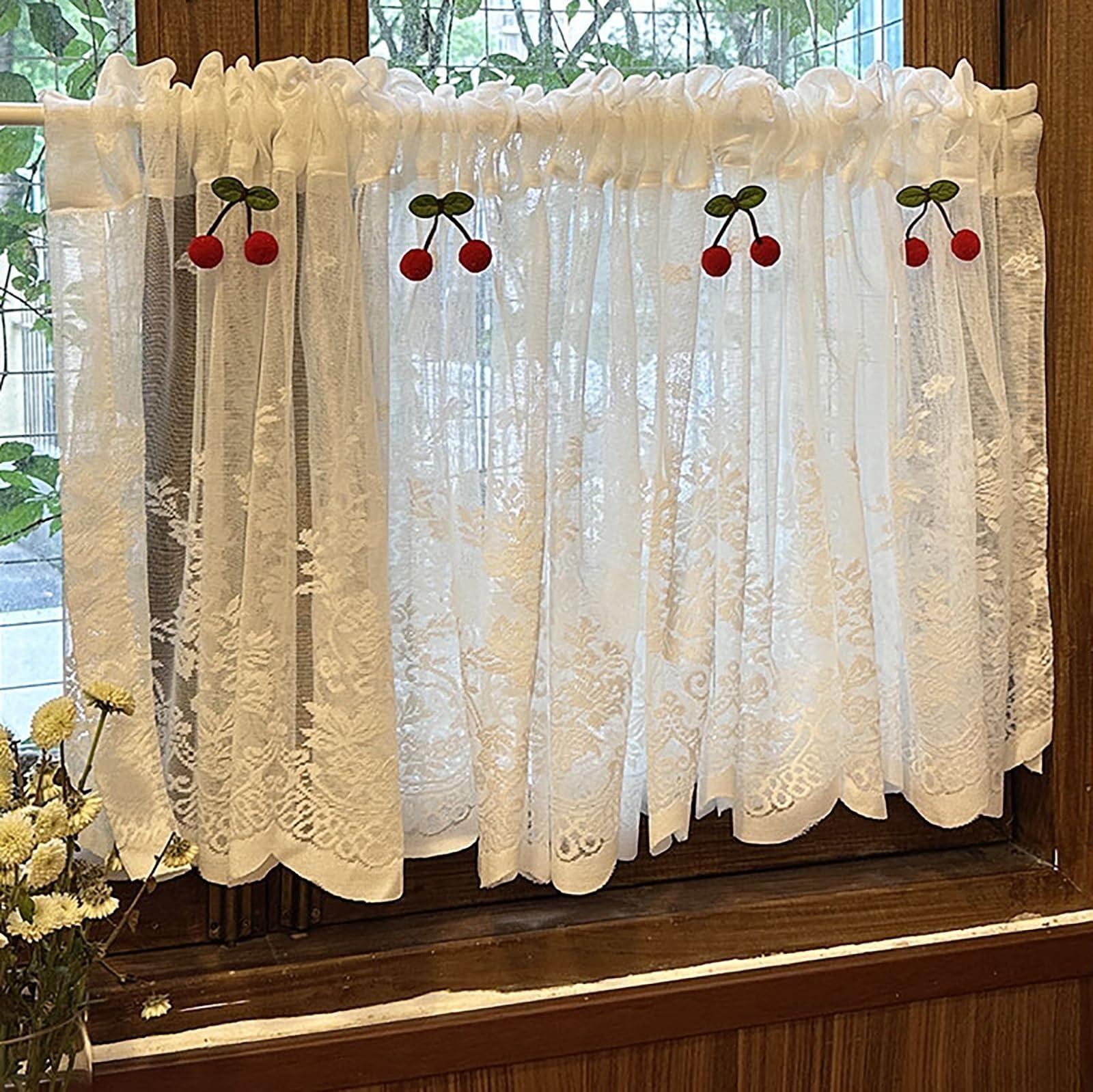 BAYTEWJX Short Black Out Curtain for Small Window Farmhouse White Short Semi Sheer Linen Curtain Cafe Curtains Half Window Treatment Set for Kitchen Over Sink Bathroom Dining Room Decor. ( Size : Pave W270cm*H