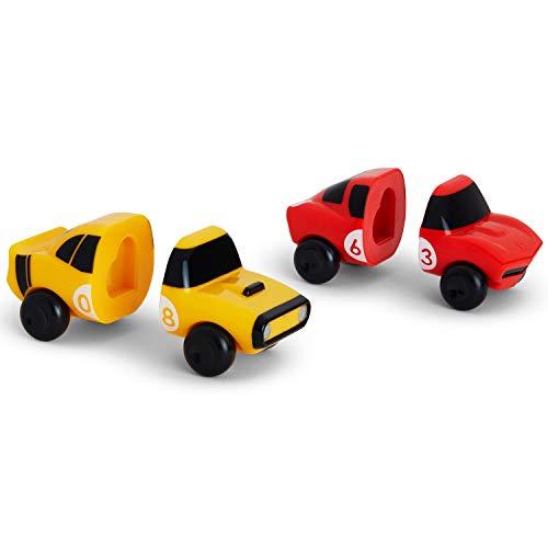 Munchkin Munchkin Magnet Motors Mix and Match Cars Toddler Bath Toy, 2 Pack, Red/Yellow