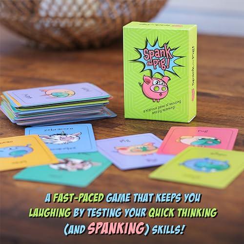 Sweet Bros Games Spank The Pig! - Hilarious & Fun Family Card Game for Kids, Teens & Adults, Funny Fast Paced Games for 2-7 Players