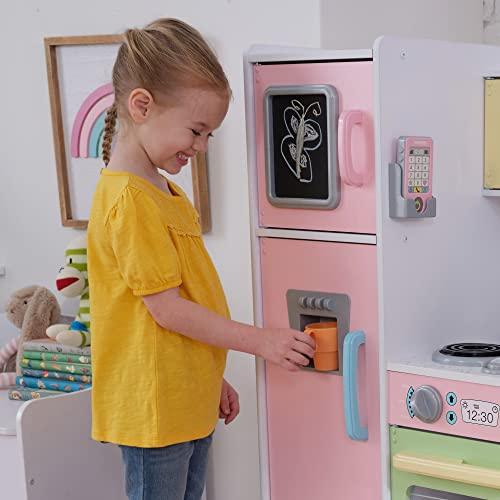 KidKraft Uptown Pastel Wooden Play Kitchen with Chalkboard Play Phone and See Through Doors Gift for Ages 3