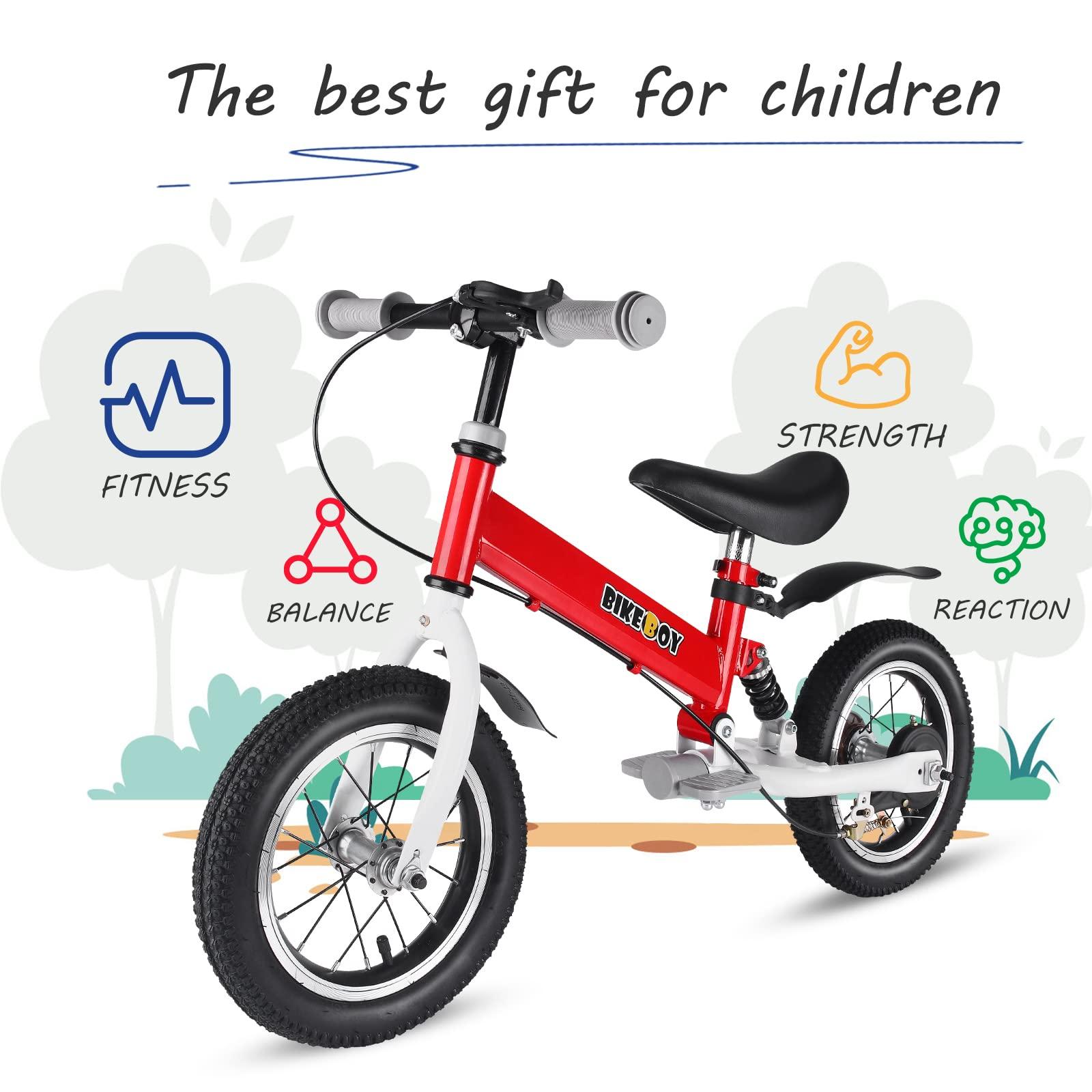 bikeboy bikeboy Balance Bike 2 in 1,The Dual Use of a Kids Balance Bike and Kids Bike,12 14 Inches for 2-6 Years Old,with Shock Absorbers, Fenders, Pedals, Auxiliary Wheels