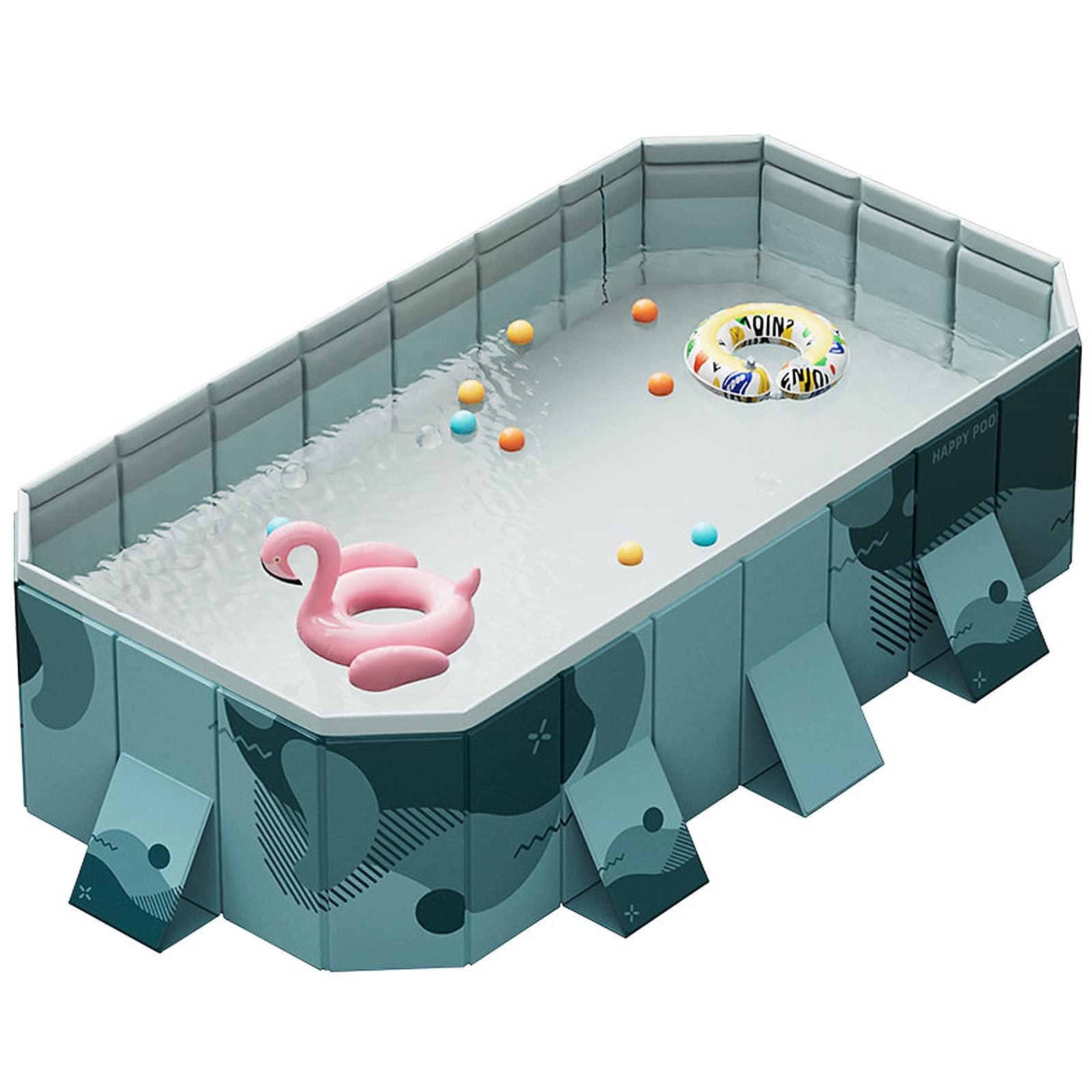 SINBAISHUNYYT Foldable Swimming Pools for Kids, Foldable Non-Inflatable Kids' and Adults' Outdoor Swimming Pool, Hard Plastic Shell Portable Pool, Kiddie Swimming Pool for Outdoor Patio(Size:9.8 * 5.4 * 1.8FT)