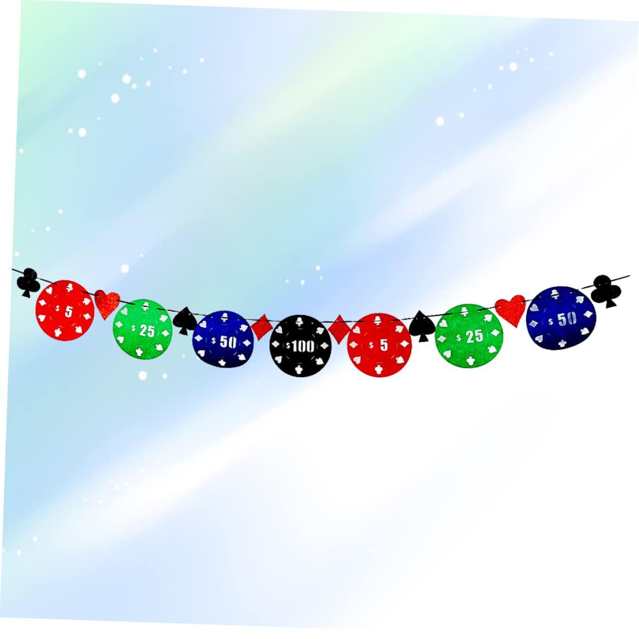 ibasenice ibasenice 1pc Hen Party Supplies Party Supplies Las Vegas Banner Poker Banner Birthday Bunting Banners Hens Bachelorette Party Props Decorations Bride At Night