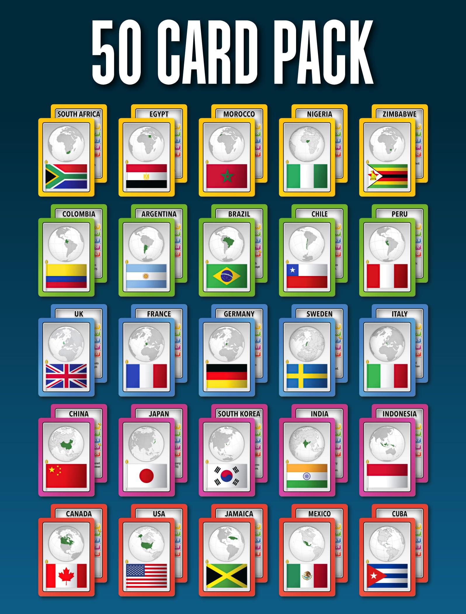 100 PICS Smart Cards Countries, 7-Games-in-1 (Trumps, Pairs, Guess Who, Happy Families, Rummy, and More)