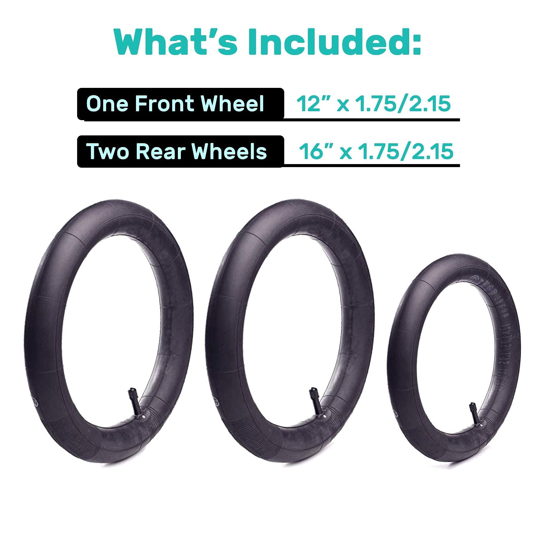 CALPALMY 12.5'' Front and 16'' Back Stroller Wheel Replacement Tubes and Tires