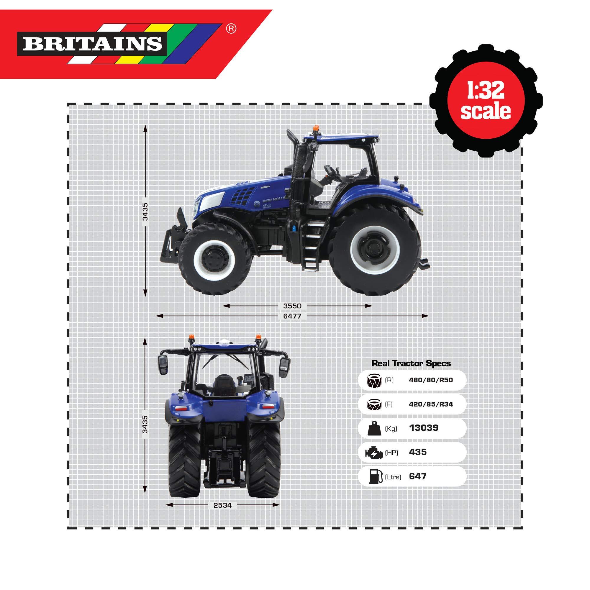 Britains Britains 1:32 New Holland T8.435 Tractor Toy, Collectable Farm Set Toy Tractors for Children, Toy Tractor Compatible with All 1:32 Scale Farm Toys, Suitable for Collectors & Children from 3 Years