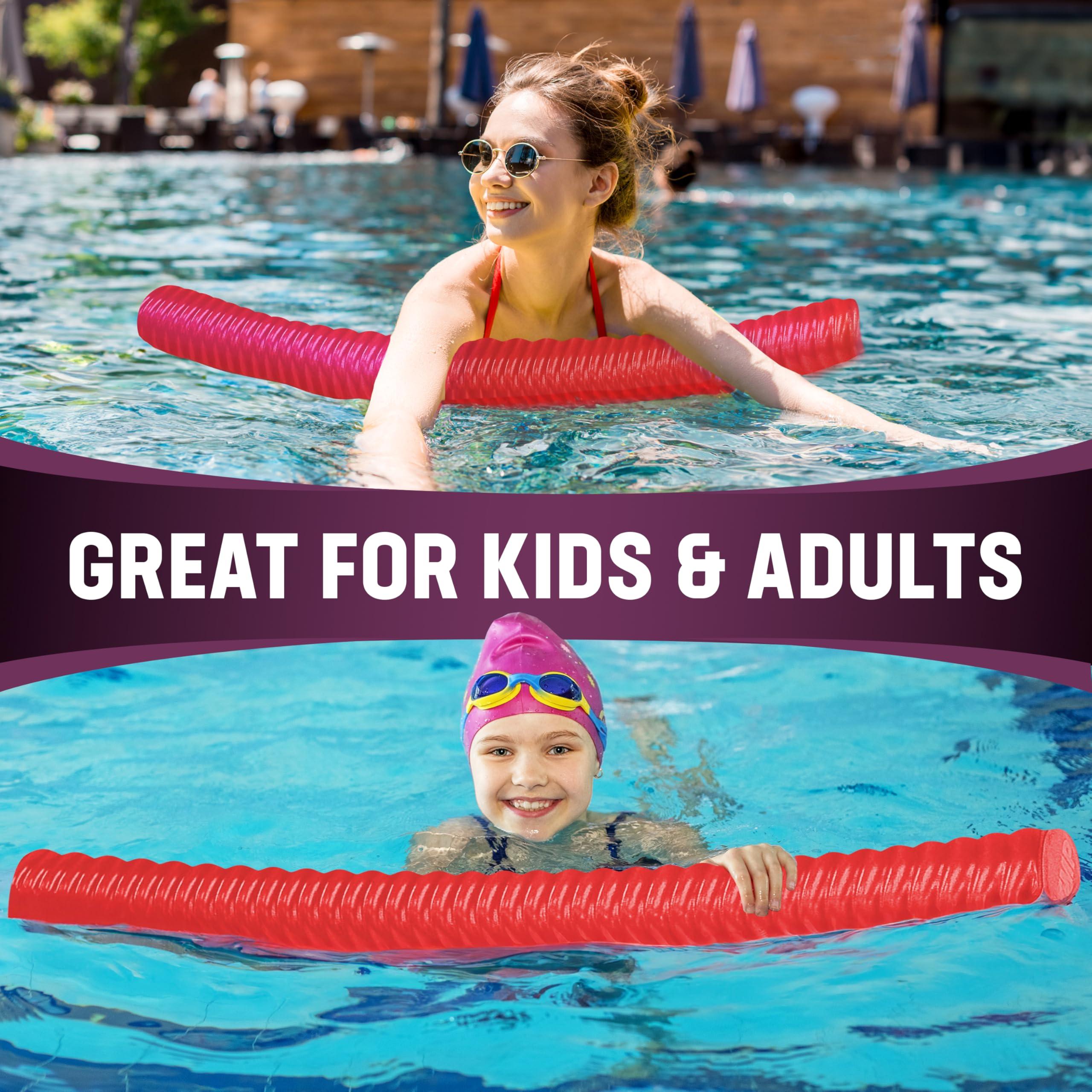 Kemp USA Kemp USA Pool Noodle - Kids & Adult Swimming Pool Floats - 3.5' UV-Resistant, Non-Slip Ribbed Texture - Comfortable Body-Conforming Foam Design Swimming Noodle (RED)