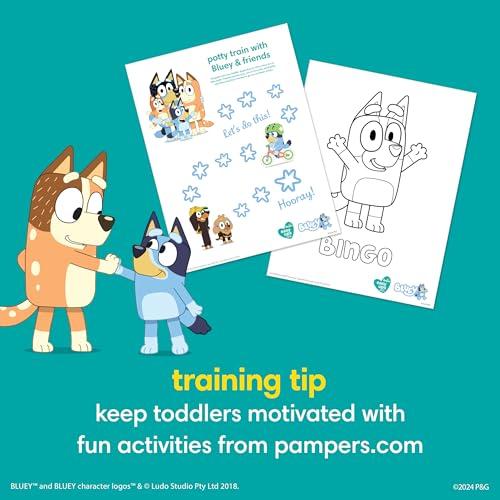 Pampers Pampers Easy Ups Bluey Pull On Training Pants Boys and Girls, 3T-4T, 124 Count with Sensitive Water Based Baby Wipes 4X Pop-Top Packs (336 Count)