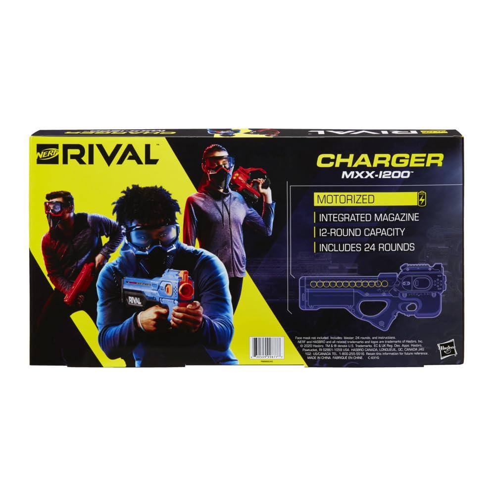 NERF NERF Rival Charger MXX-1200 Motorized Blaster - 12-Round Capacity, 100 FPS Velocity - Includes 24 Official Rival Rounds - Team Blue