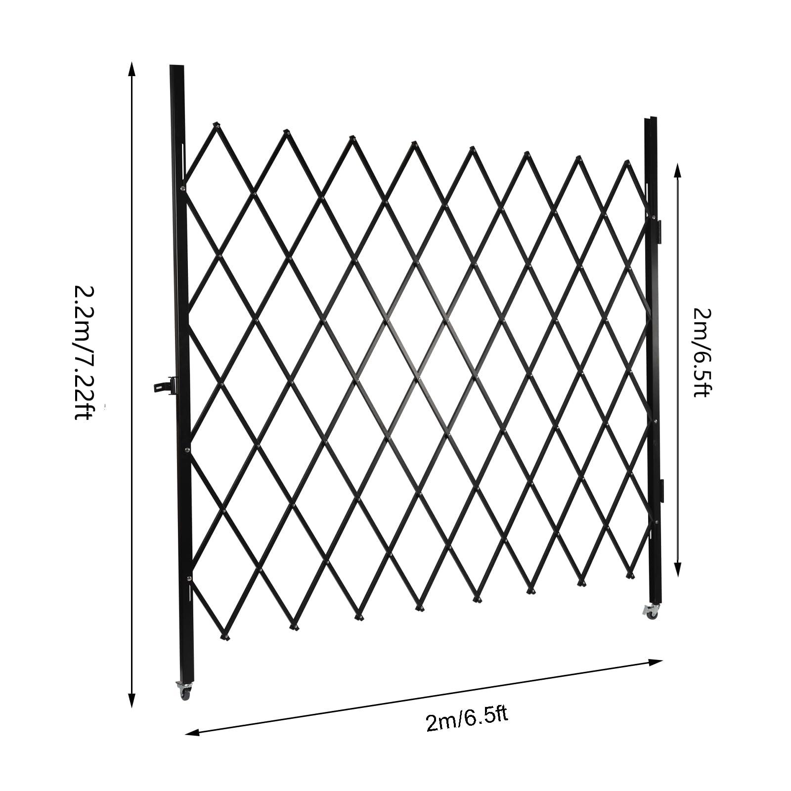 NATICRISI NATICRISI Single Folding Security Gate,7.2' H x 6-1/2' W Flexible Expanding Security Gate,Iron&Aluminum Alloy Accordion Security Gate for Wide Openings, Driveway, Garage, Yard