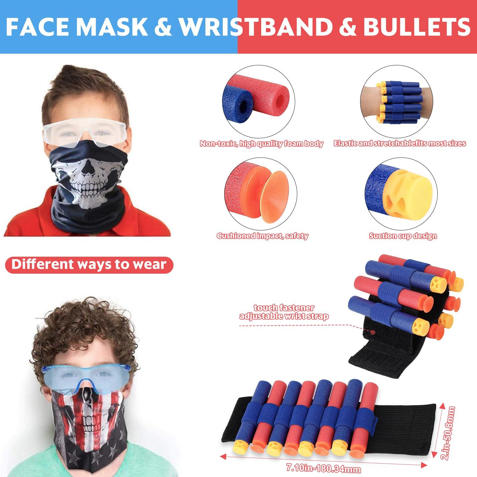 TiopLior TiopLior Party Favors Compatible with Nerf Party, 12 Sets Gun Party Favors for Birthday Pack Included Mini Foam Pistols, 240 Foam Bullets, Safety Glasses, Wrist Belt Band, Face Masks