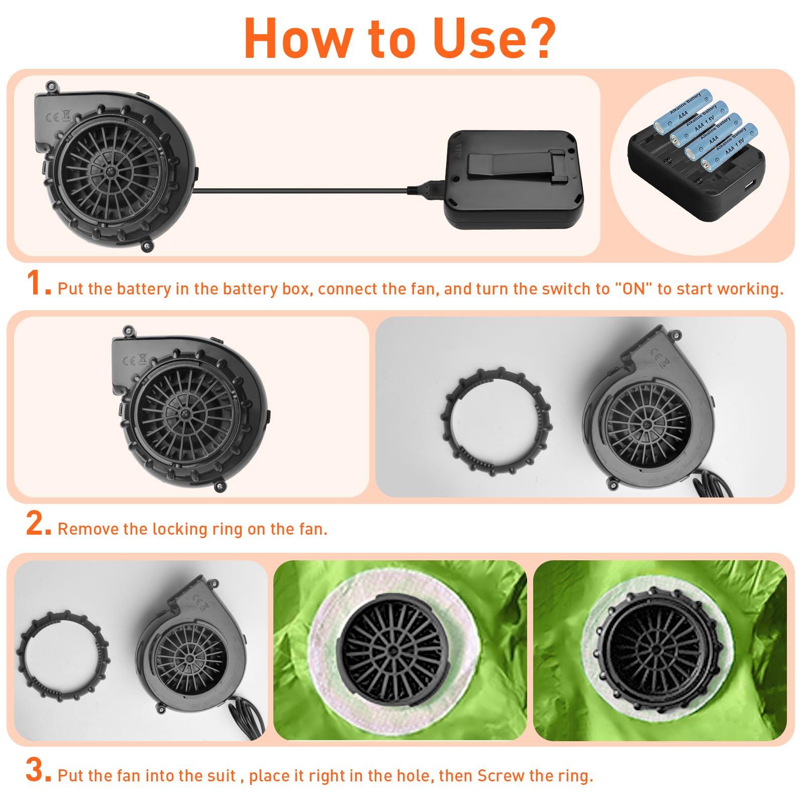 Bzeumk Inflatable Costume Fan Replacement, Dinosaur Pump Mini Blower Fan for Inflatable Costume Blow Up