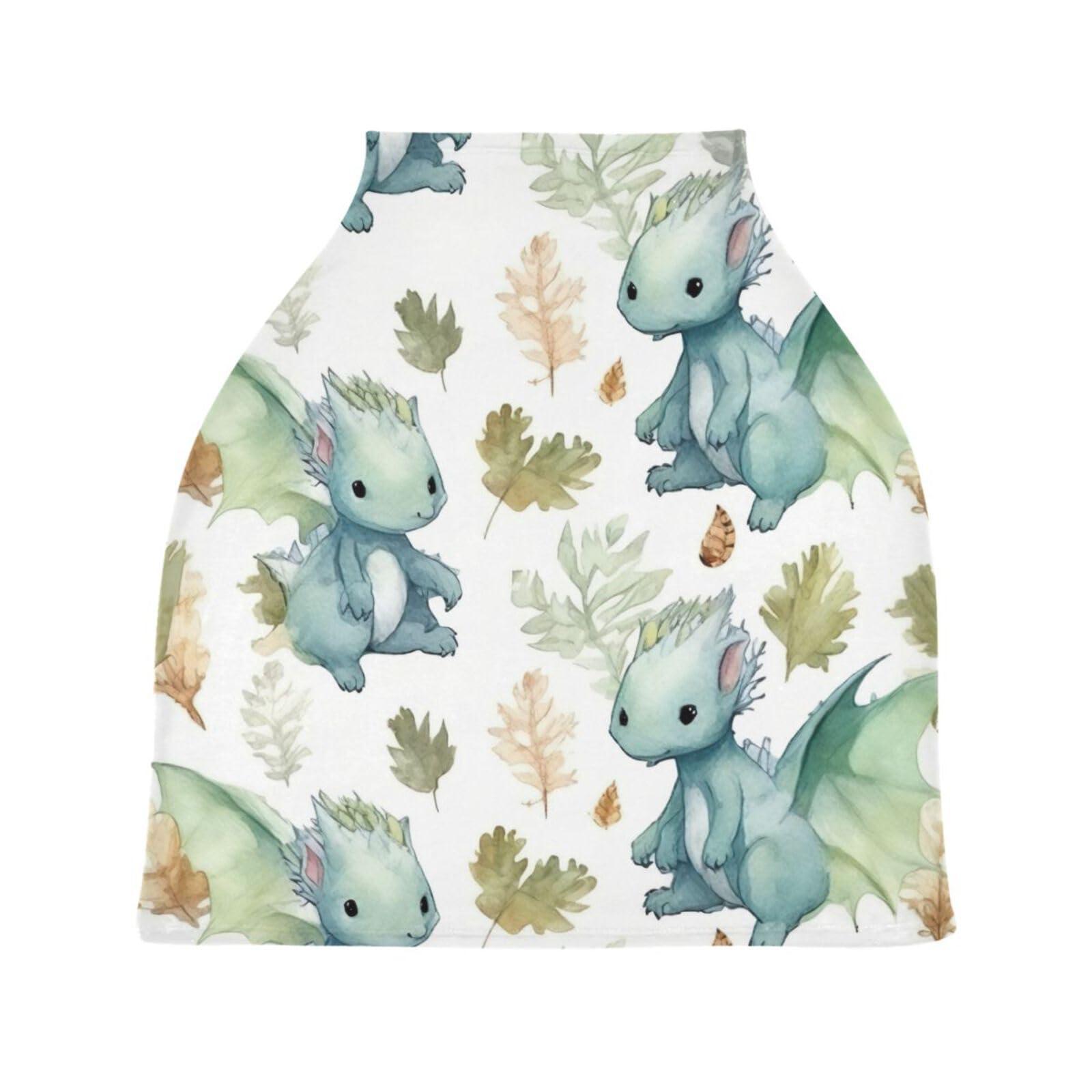 Flradish Flradish Cute Dragon Stretchy Baby Car Seat Cover Soft Breathable Nursing Cover Breastfeeding Cover Multiuse Infant Carseat Stroller Cover for Girls and Boys