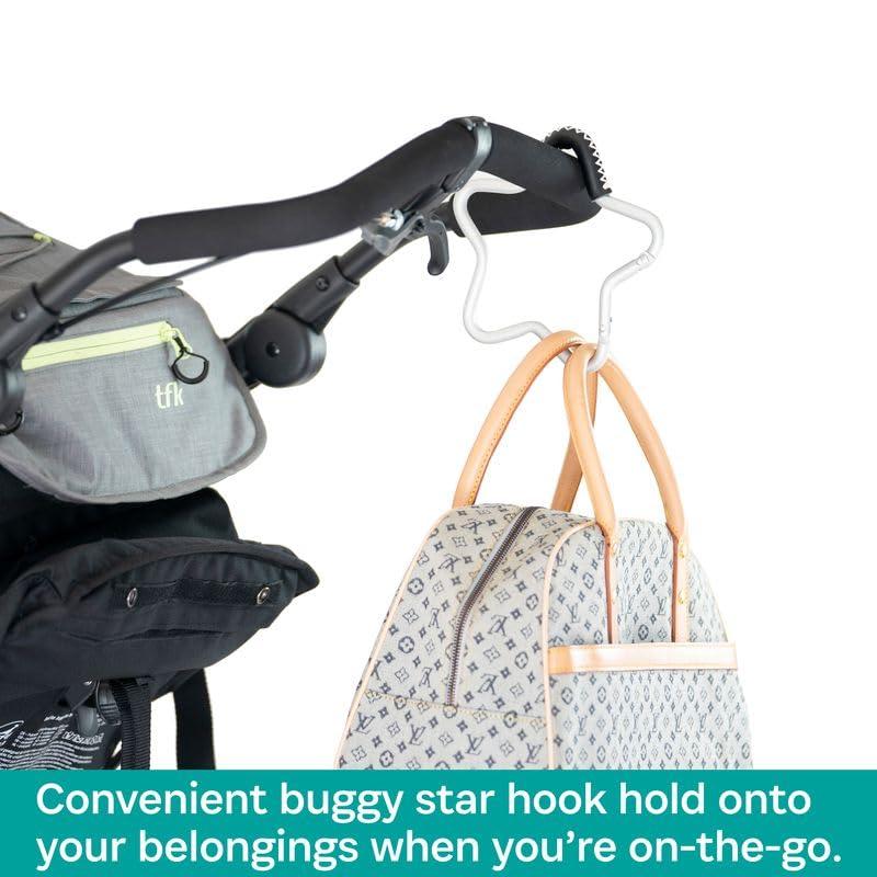 Buggygear Buggygear - Buggy Star Hook - The Perfect Way to Carry Your Baby Diaper Bag - Use The Hook on Your Stroller Handle Bars (Silver/Black)