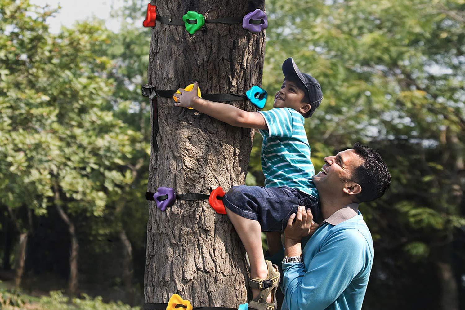 hooroor hooroor Ninja Warrior Obstacle Course for Kids and Adults - 66FT Slackline with Tree Climbing Rock Holds, Swing Seat, Monkey Bars, Ring Wheel, Rope Ladder - Outdoor Training Playset