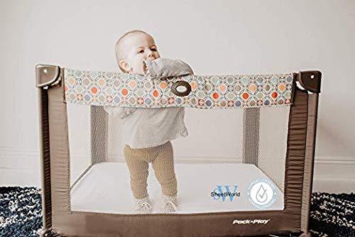 SHEETWORLD.COM SheetWorld Baby Fitted Pack N Play Sheet Fits Graco 27 x 39 inches, 100% Cotton Woven Sheet, Unisex Boy Girl, Polka Dots Navy, Made in USA