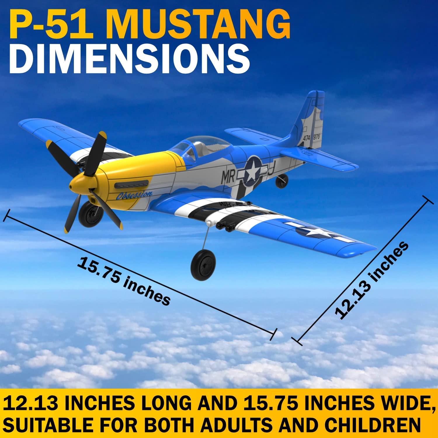 LEAMBE LEAMBE RC Plane 4 Channel Remote Control Airplane with 3 Modes - Ready to Fly Upgrade P51 Mustang RC Airplane for Beginners Adult with Xpilot Stabilization System & One Key Aerobatic