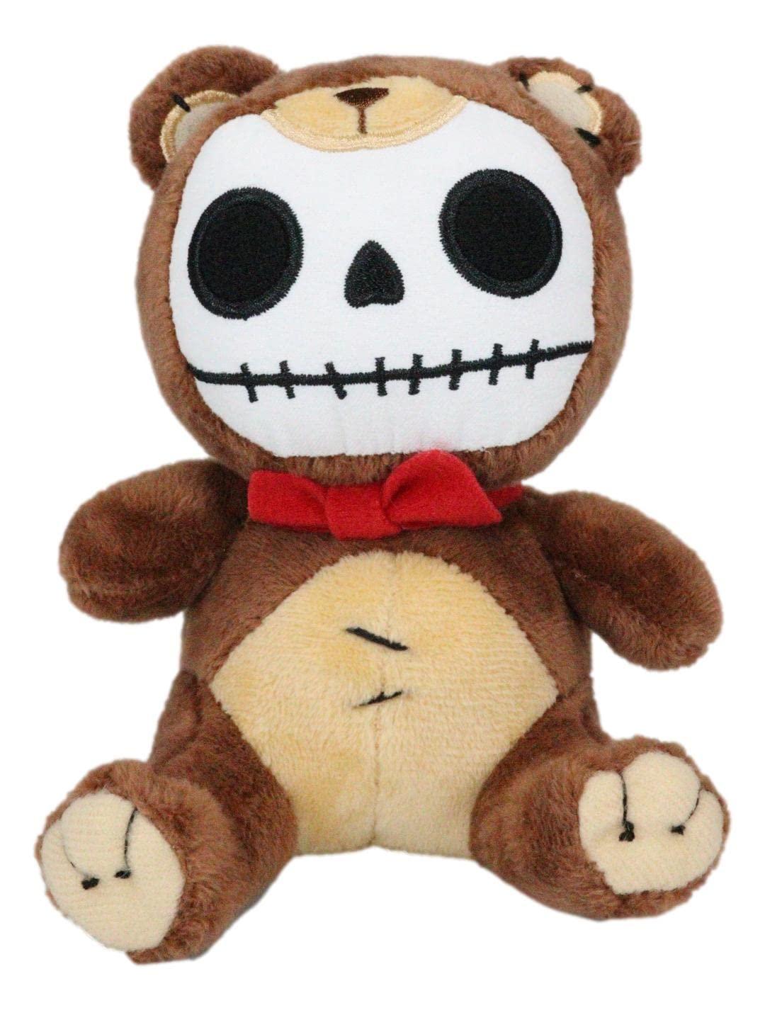 Ebros Gift Ebros Gift Small Furry Bones Skeleton Honey Bear with Red Ribbon Soft Figurine Stuffed Collectible Forest Bears Skeletons Skulls Halloween Macabre Accent