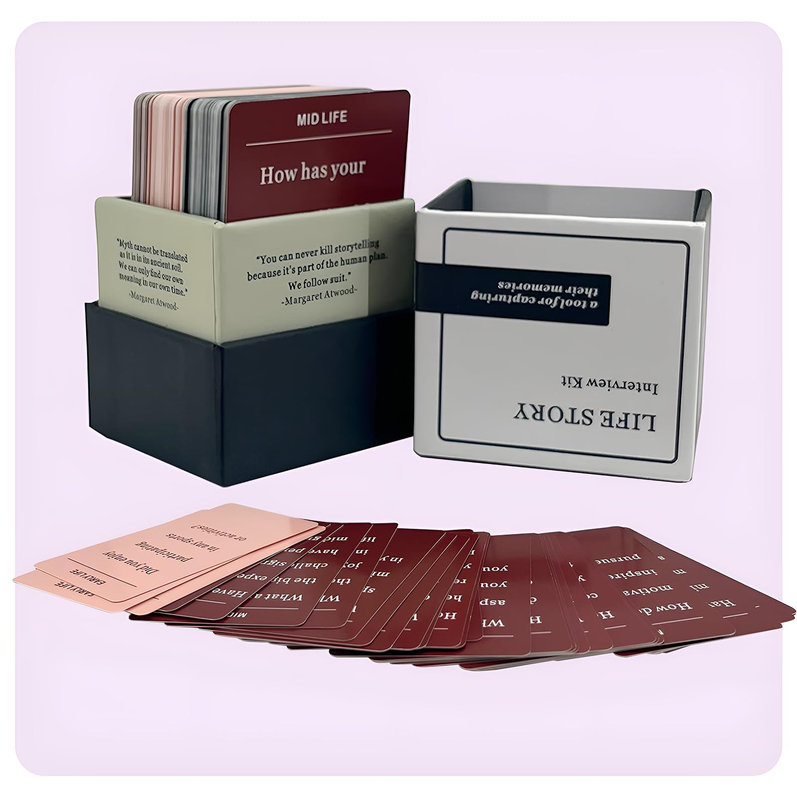 Light Of The City (150pc/1Set) Life Story Interview Kit Cards, Tales Life Story Interview Kit, Pictionary Game for Family, Get to Know Parents and Grandparents for Family Game Night with Curated Question Cards