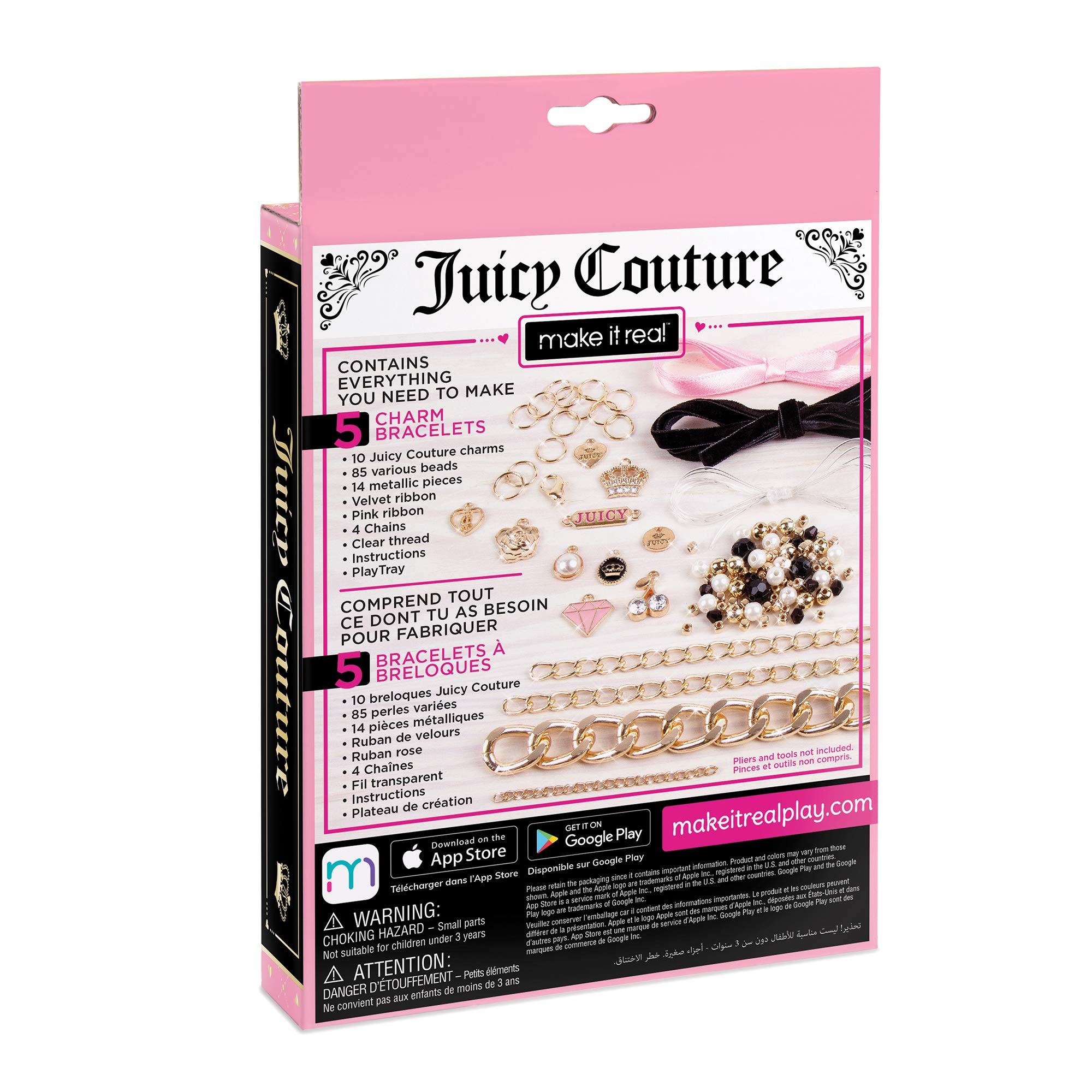 Make It Real Juicy Couture Mini Chains and Charms Bracelet Kit - DIY Charm & Friendship Bracelet Making Set with Beads, Charms & Cords - Create 5 Bracelets, Arts & Crafts Gift for Girls Tweens Ages 8+