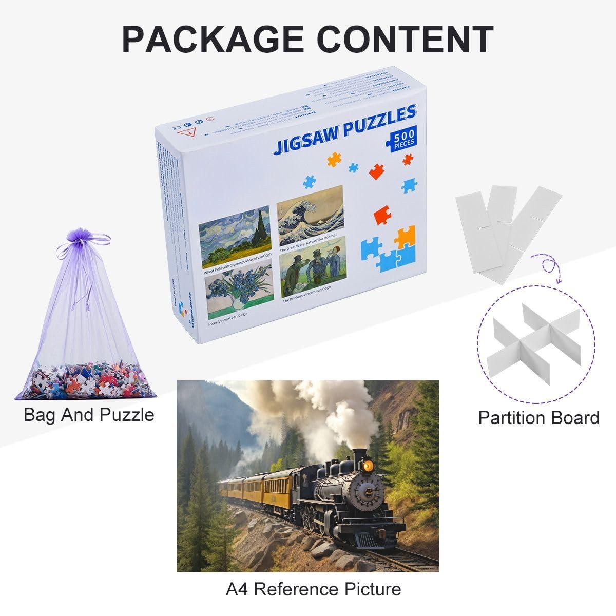 Joisal Old Train Jigsaw Puzzles, 1000 Piece Puzzles for Adults, with Letters on Back, 500 Piece Jigsaw Puzzles