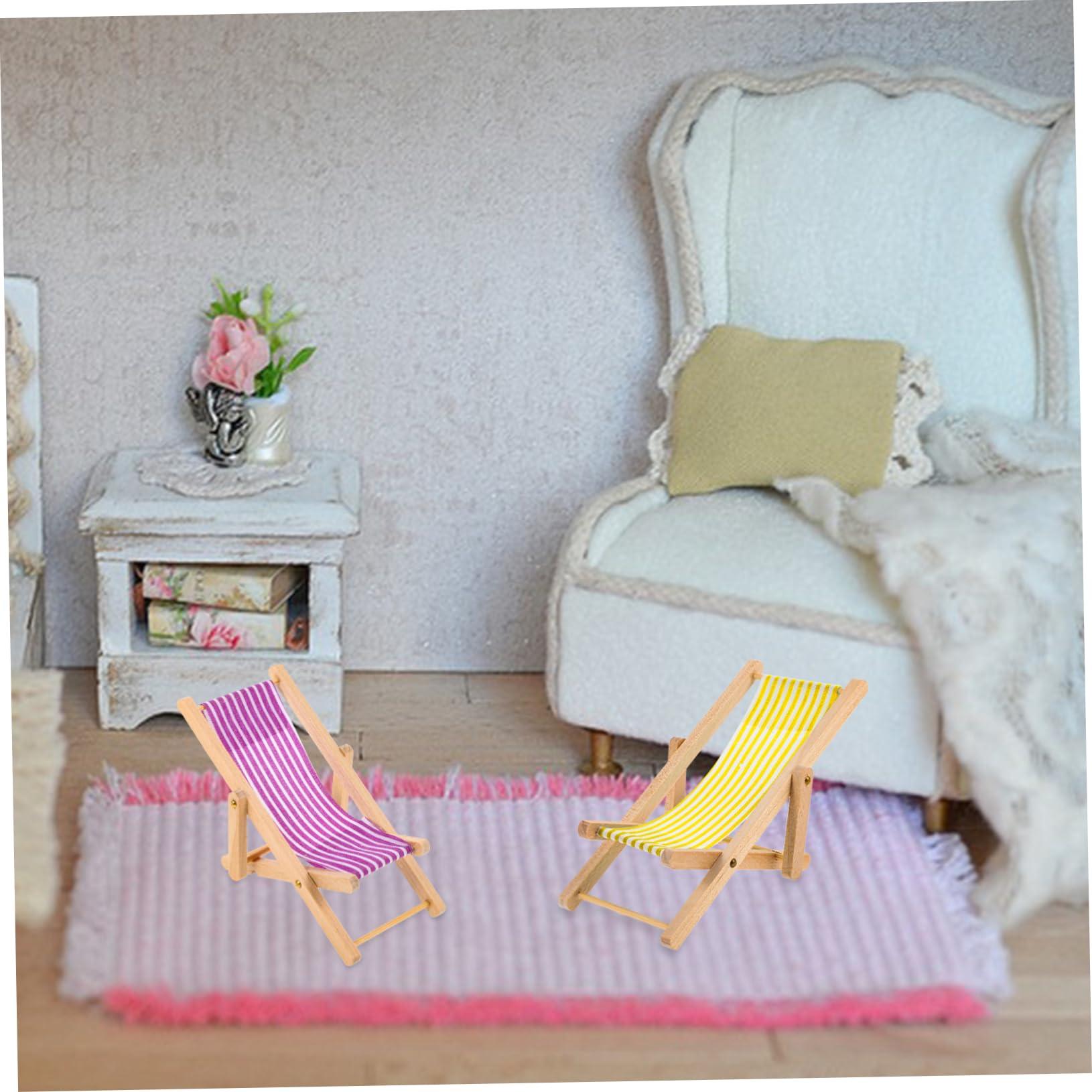 PRETYZOOM 6pcs Beach Chair Model Mini House Chair Model Miniature Chair Miniature Folding Chairs Folding Miniature Lounge Chair Mini Foldable Beach Chair Miniature Beach Chair Mini Ornament