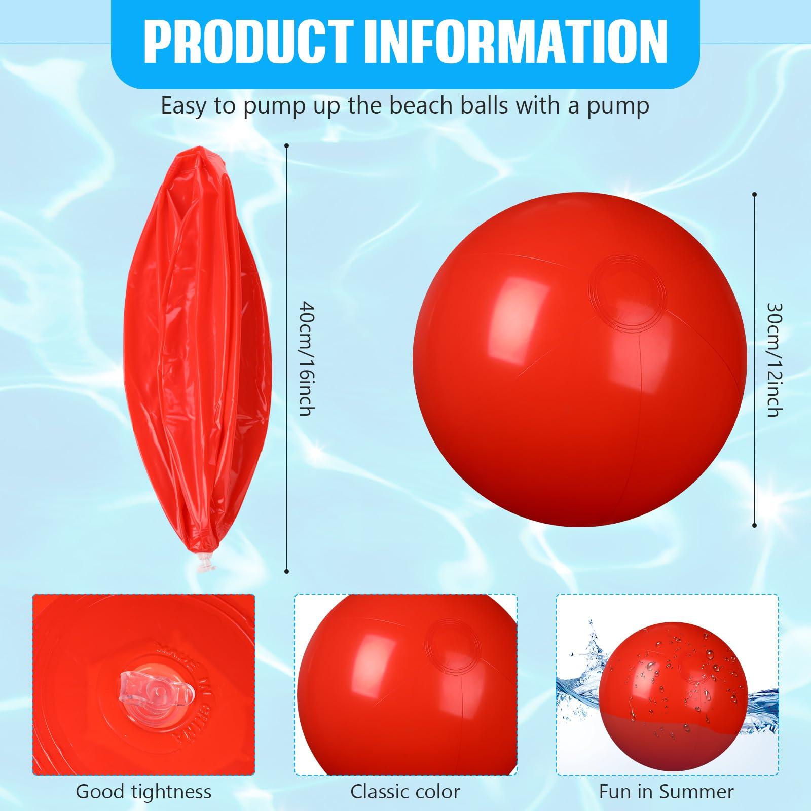 kymqlyw kymqlyw 8 Pcs 12 Inch Solid Red Beach Balls Inflatable Beach Balls Bulk Large Blow up Pool Game Toys for for Summer Beach, Pool and Summer Birthday Party Supplies (Red)